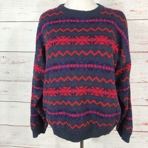 DOMINO Vintage 80's Italian Knit Crew Neck Sweater Size XL